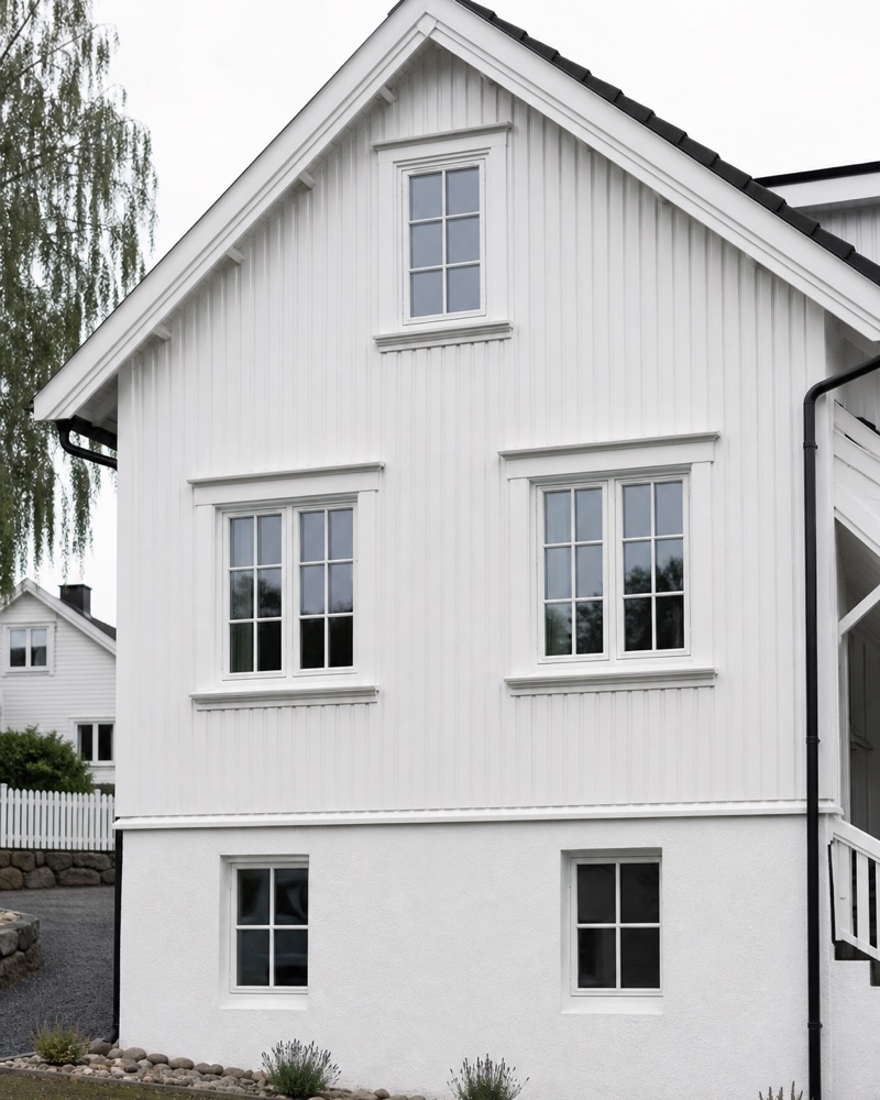 Oppgradert fasade med ny kledning og vinduer